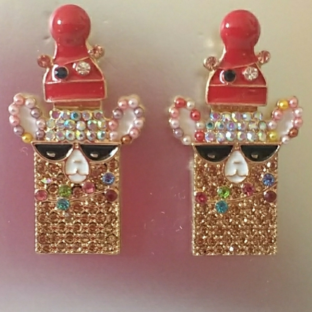Llama Christmas Statement Earrings
